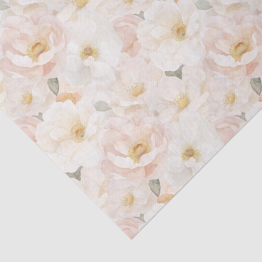 Blush Pink Flowers Vrijgezellenfeest Tissuepapier (Detail)