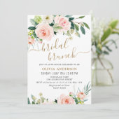 Blush Pink Flowers Waterverf Bridal Brunch Kaart (Staand voorkant)