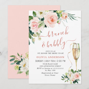 Blush Pink Flowers Waterverf Bridal Brunch Kaart