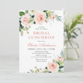 Blush Pink Flowers Waterverf Bridal Luncheon Kaart (Staand voorkant)