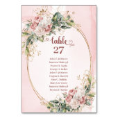 Blush Pink Flowers Wedding Table Number Decor Kaart (Voorkant)