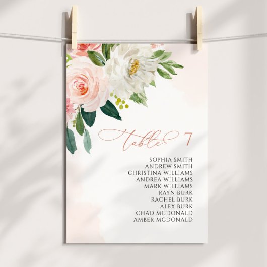 Blush Pink Flowers Zitplaatskaart Kleine Kaart