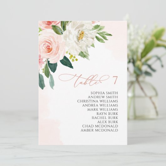 Blush Pink Flowers Zitplaatskaart Kleine Kaart (Staand voorkant)