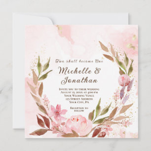 Blush Pink Flowersl Wreator Christelijk Wedding Kaart