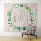 BLUSH PINK FOLIAGE WATERVERF BABY SHOWER WELKOM WANDKLEED (In Situ (horizontaal))