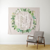 BLUSH PINK FOLIAGE WREATH STAR BAT MITZVAH WELCOME WANDKLEED (In Situ (horizontaal))