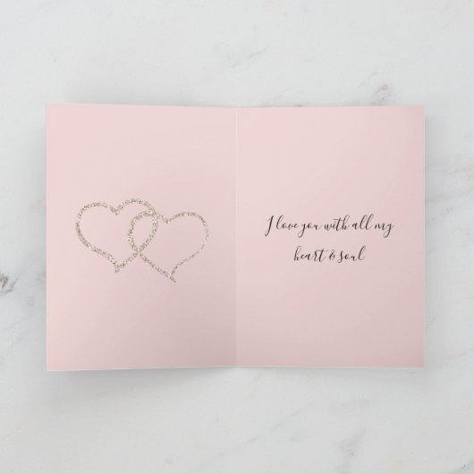 Blush Pink Forever Bruiloft Kaart (Binnen)