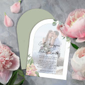 Blush Pink Foto Bloemen Trouwboog Kaart