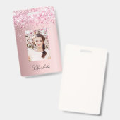 Blush pink foto naam badge (Front & Back)