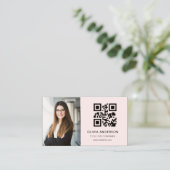 Blush Pink Foto QR Code Social Media Visitekaartje (Staand voorkant)