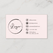 Blush Pink Foto QR Code Social Media Visitekaartje (Achterkant)