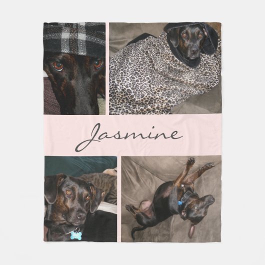 Blush Pink Fotocollage | Fleece Hondendeken (Voorkant)