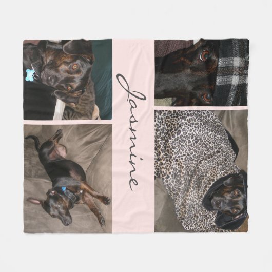 Blush Pink Fotocollage | Fleece Hondendeken (Voorkant (Horizontaal))
