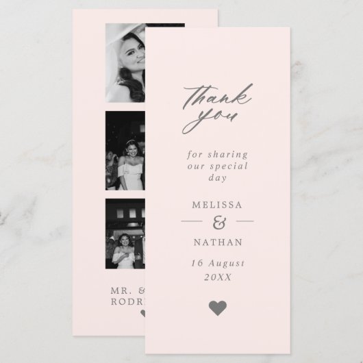 Blush Pink Fotostrip Trouwen Dank u (Voorkant / Achterkant)