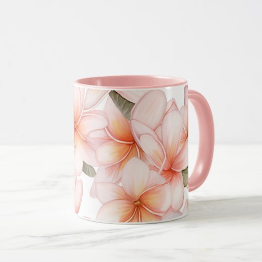 Blush Pink Frangipani Ceramic Combo Mug Mok (Voorkant rechts)