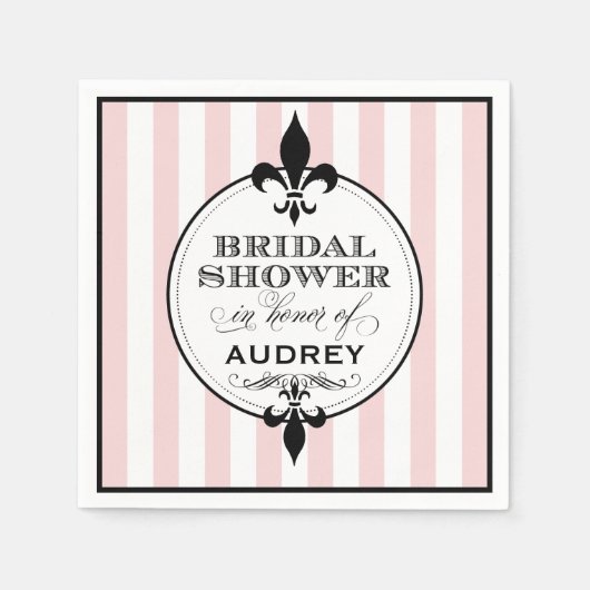  Blush Pink Frans Vrijgezellenfeest Servet (Voorkant)