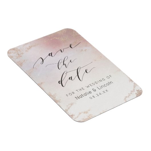 Blush Pink Frosted Wedding Save the Date Magneet (Rechterzijde)