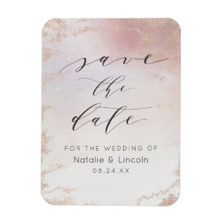 Blush Pink Frosted Wedding Save the Date Magneet