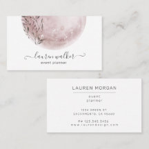 Blush Pink Full Moon Elegant Visitekaartje