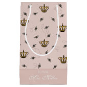 Blush Pink Future Mrs Queen Bee Gold Crown Klein Cadeauzakje (Voorkant)