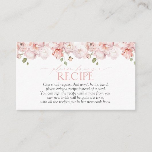 Blush Pink Garden Flowers Neem een recept mee Informatiekaartje (Voorkant)