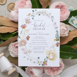 Blush Pink Garden Flowers Script Vrijgezellenfeest Kaart