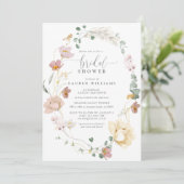 Blush Pink Garden Flowers Script Vrijgezellenfeest Kaart (Staand voorkant)