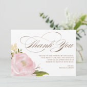 Blush Pink Garden Roos Botanisch Afstuderen Bedankkaart (Staand voorkant)