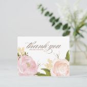 Blush Pink Garden Rozen Afstuderen Dank u Briefkaart (Staand voorkant)