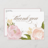 Blush Pink Garden Rozen Afstuderen Dank u Briefkaart (Voorkant / Achterkant)
