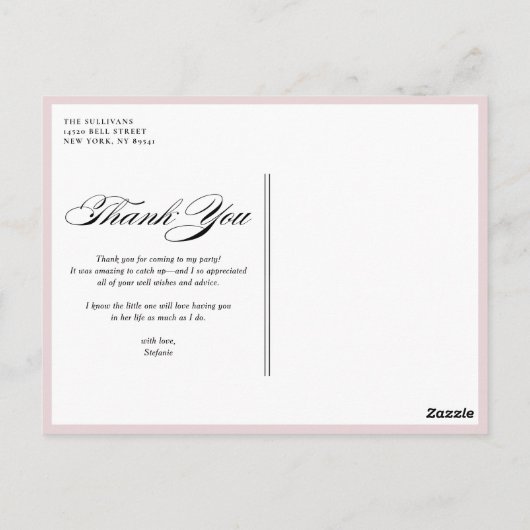 Blush Pink Garden Rozen Afstuderen Dank u Briefkaart (Achterkant)