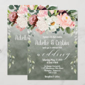Blush Pink Garden Sage Green White Font Weddenscha Kaart (Voorkant / Achterkant)