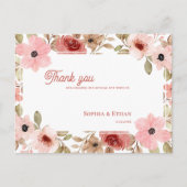 Blush Pink Garden Theme Floral Wedding Thank You Briefkaart (Voorkant)