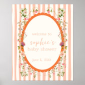 Blush Pink Garden Wreath Baby shower Welkomstbord Poster (Voorkant)