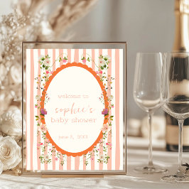 Blush Pink Garden Wreath Baby shower Welkomstbord Poster