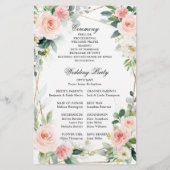 Blush Pink Geometric Botanical Wedding Program (Achterkant)