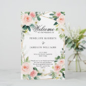 Blush Pink Geometric Botanical Wedding Program (Staand voorkant)