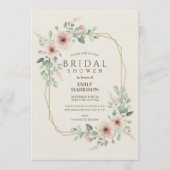 Blush Pink Geometric Bridal Shower Gold Hexagon Kaart (Voorkant)