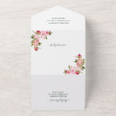 Blush Pink Geometric Elegant Greenery Wedding All In One Uitnodiging (Buitenkant)