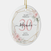 Blush Pink Geometric Floral 30 Jubileum Keramisch Ornament (Rechts)
