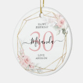 Blush Pink Geometric Floral 30 Jubileum Keramisch Ornament (Links)
