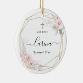 Blush Pink Geometric Floral gedoopt keramiek Keramisch Ornament (Rechts)