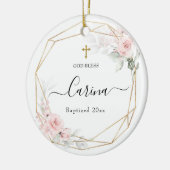 Blush Pink Geometric Floral gedoopt keramiek Keramisch Ornament (Links)