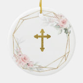 Blush Pink Geometric Floral gedoopt keramiek Keramisch Ornament (Achterkant)
