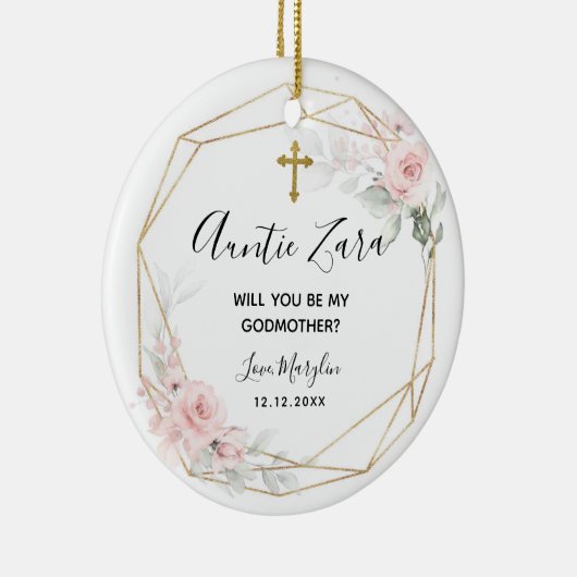 Blush Pink Geometric Floral Godmother Ornament (Rechts)