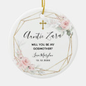 Blush Pink Geometric Floral Godmother Ornament (Voorkant)