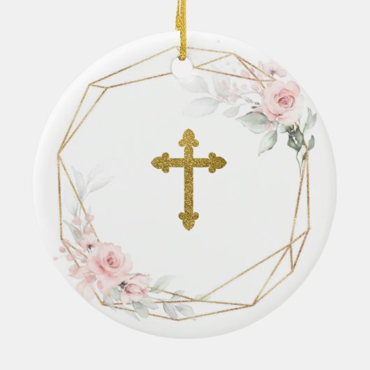 Blush Pink Geometric Floral Godmother Ornament (Achterkant)