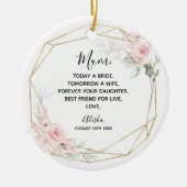 Blush Pink Geometric Floral Moeder van de bruid Keramisch Ornament (Voorkant)