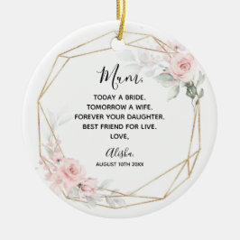 Blush Pink Geometric Floral Moeder van de bruid Keramisch Ornament