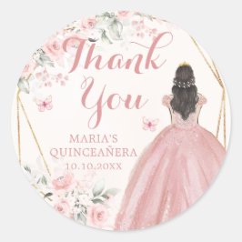 Blush Pink Geometric Floral Quinceañera Dank u Ronde Sticker